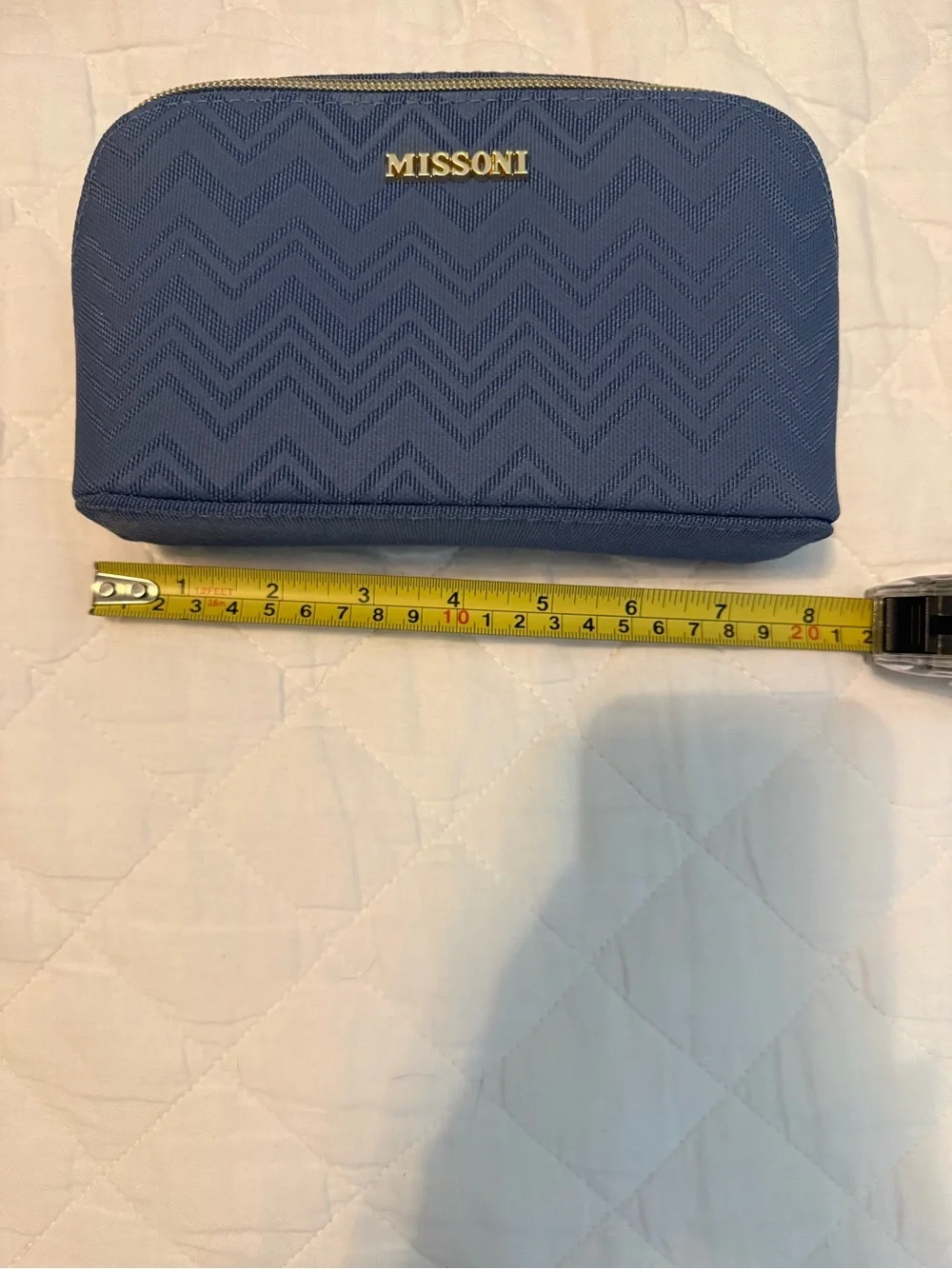 Missoni Blue Chevron Toiletry Pouch with Gold Logo *All 5 Pieces*